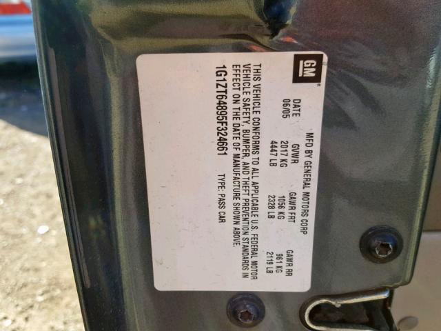 1G1ZT64895F324661 - 2005 CHEVROLET MALIBU MAX ნაცრისფერი ფოტო 10