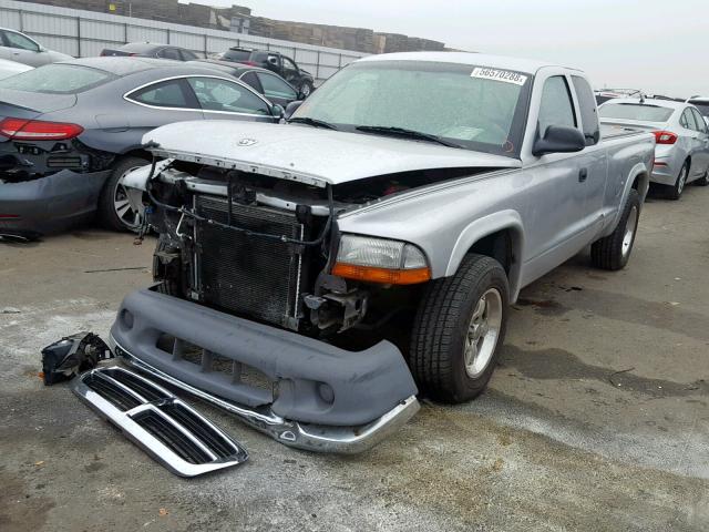 1D7GL12K84S690283 - 2004 DODGE DAKOTA SXT SILVER photo 2