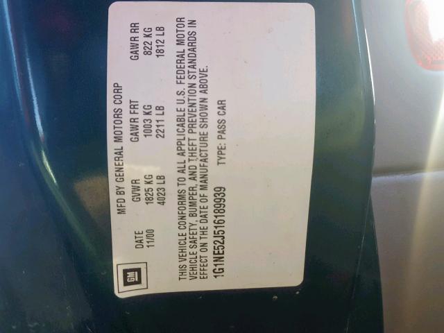 1G1NE52J516189939 - 2001 CHEVROLET MALIBU LS 绿色 照片 10