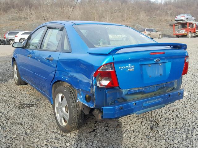 1FAHP34N77W364340 - 2007 FORD FOCUS ZX4 TEAL photo 3