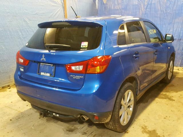 4A4AR4AU0FE026587 - 2015 MITSUBISHI OUTLANDER BLUE photo 4