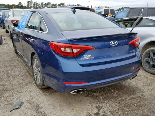 5NPE34AF0FH240510 - 2015 HYUNDAI SONATA SPO BLUE photo 3