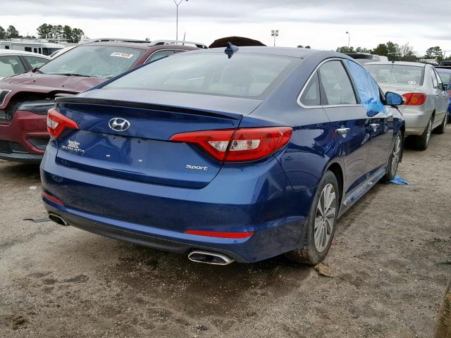 5NPE34AF0FH240510 - 2015 HYUNDAI SONATA SPO BLUE photo 4