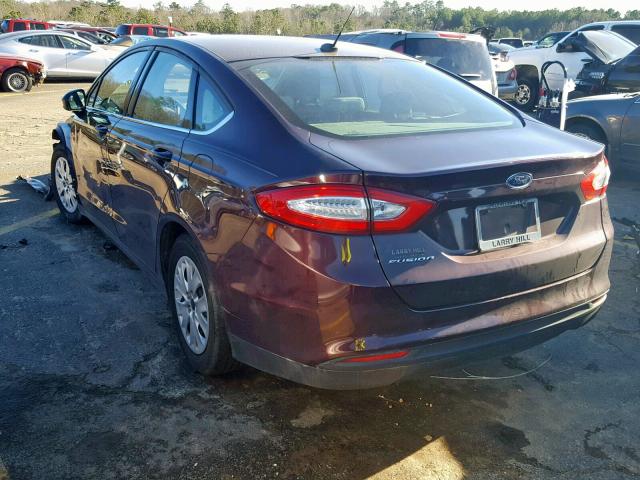 3FA6P0G75DR367822 - 2013 FORD FUSION S BURGUNDY photo 3