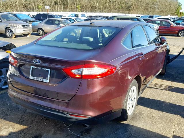 3FA6P0G75DR367822 - 2013 FORD FUSION S BURGUNDY photo 4