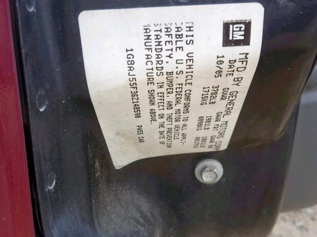 1G8AJ55F36Z148590 - 2006 SATURN ION LEVEL MAROON photo 10