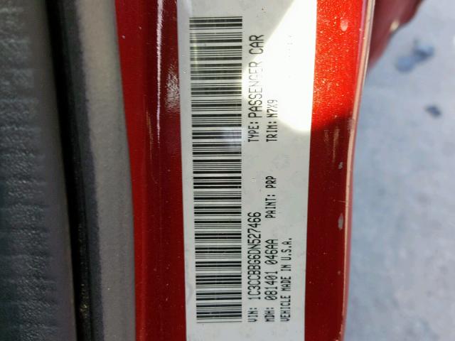 1C3CCBBG6DN527466 - 2013 CHRYSLER 200 TOURIN RED photo 10