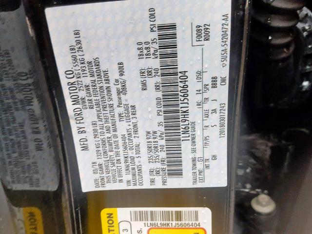 1LN6L9HK1J5606404 - 2018 LINCOLN CONTINENTA Schwarz Foto 10