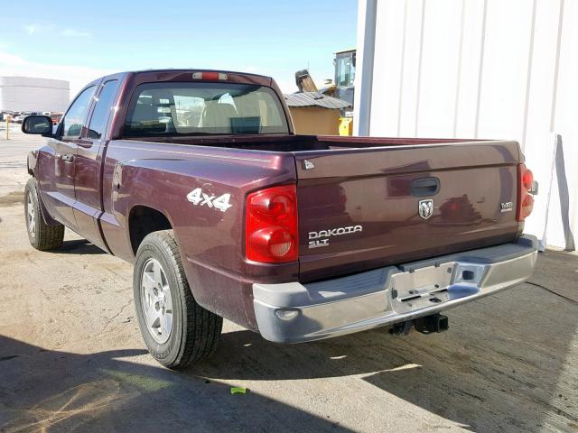 1D7HW42N05S252401 - 2005 DODGE DAKOTA SLT MAROON photo 3