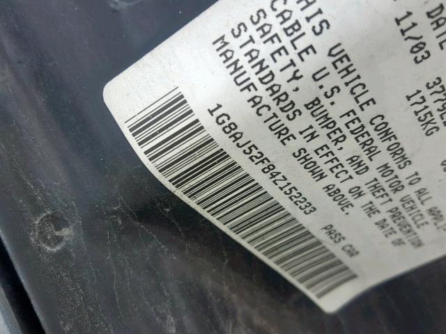 1G8AJ52F84Z152233 - 2004 SATURN ION LEVEL GRAY photo 10