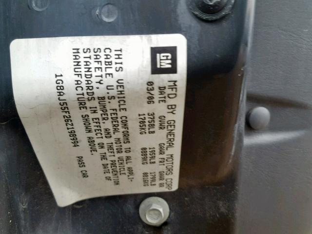 1G8AJ55F26Z198994 - 2006 SATURN ION LEVEL SILVER photo 10