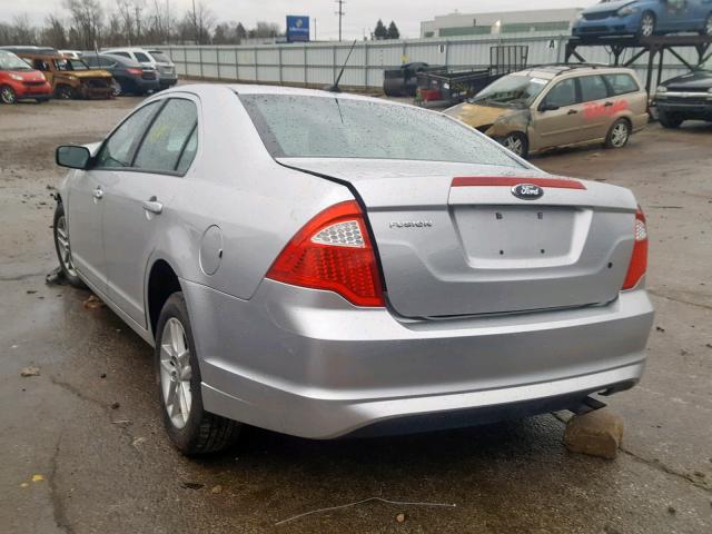 3FAHP0GA4CR346236 - 2012 FORD FUSION S SILVER photo 3