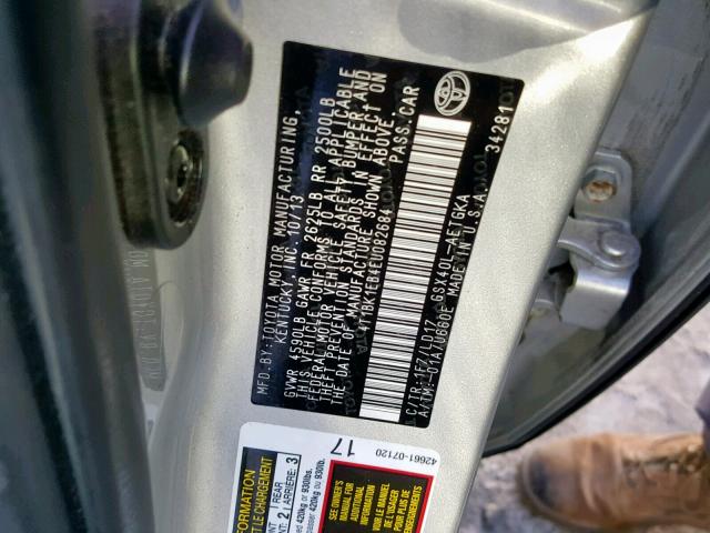 4T1BK1EB4EU082684 - 2014 TOYOTA AVALON BAS SILVER photo 10