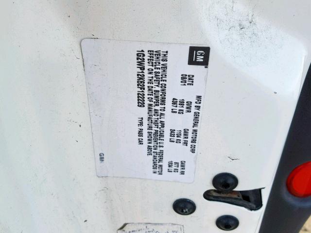 1G2WP12K62F122229 - 2002 PONTIAC GRAND PRIX WHITE photo 10