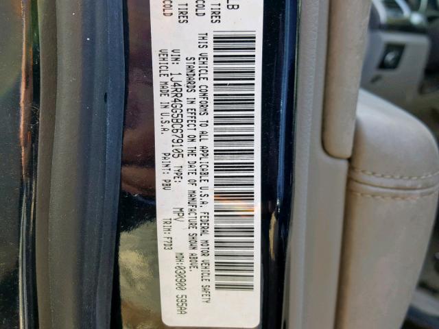 1J4RR4GG5BC679105 - 2011 JEEP GRAND CHER BLACK photo 10