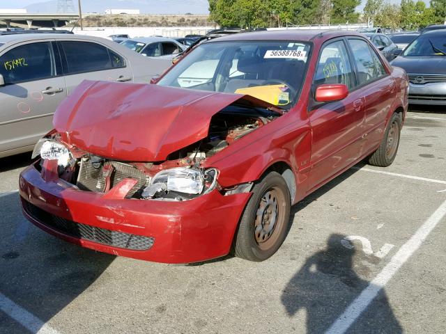 JM1BJ225121581628 - 2002 MAZDA PROTEGE DX RED photo 2