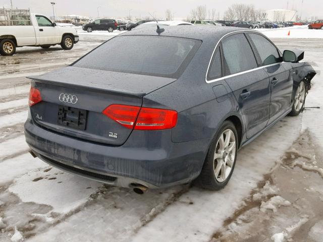 WAULK68K39N032146 - 2009 AUDI A4 3.2 QUA GRAY photo 4