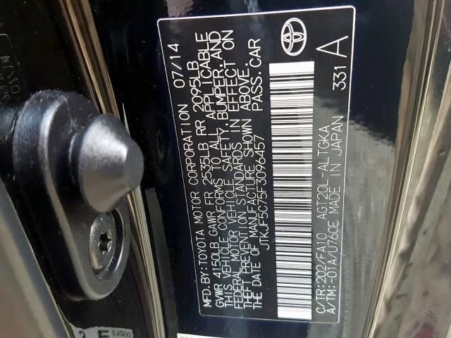 JTKJF5C75F3096457 - 2015 TOYOTA SCION TC 黑色 照片 10