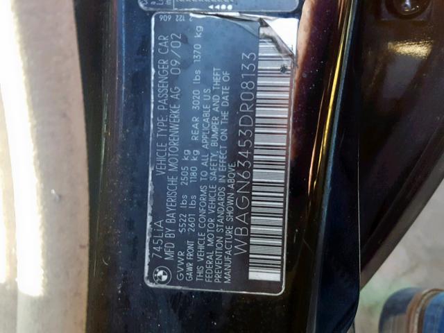 WBAGN63453DR08133 - 2003 BMW 745 LI BLACK photo 10