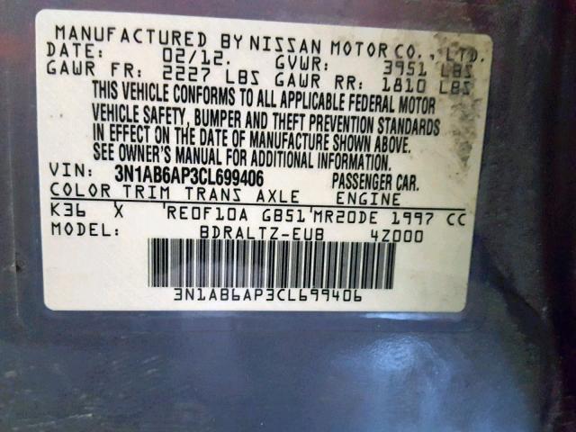 3N1AB6AP3CL699406 - 2012 NISSAN SENTRA 2.0 GRAY photo 10