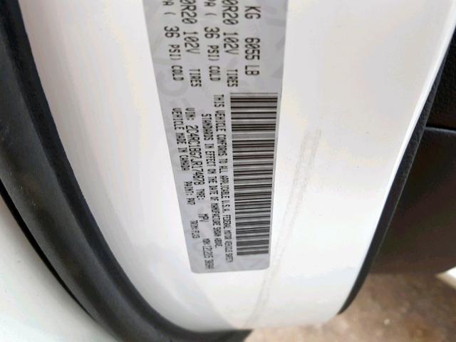 2C4RC1BG7JR174878 - 2018 CHRYSLER PACIFICA T WHITE photo 10