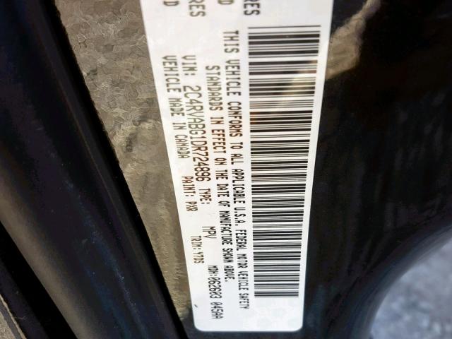 2C4RVABG1DR724896 - 2013 VOLKSWAGEN ROUTAN SE BLACK photo 10