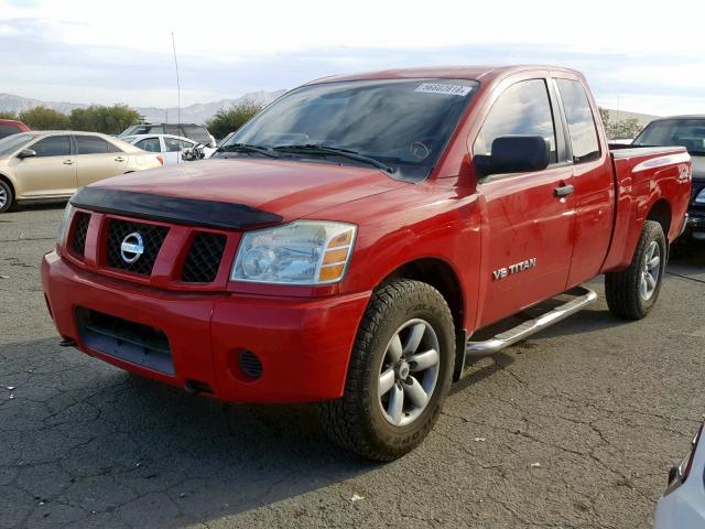 1N6AA06B55N552983 - 2005 NISSAN TITAN XE RED photo 2