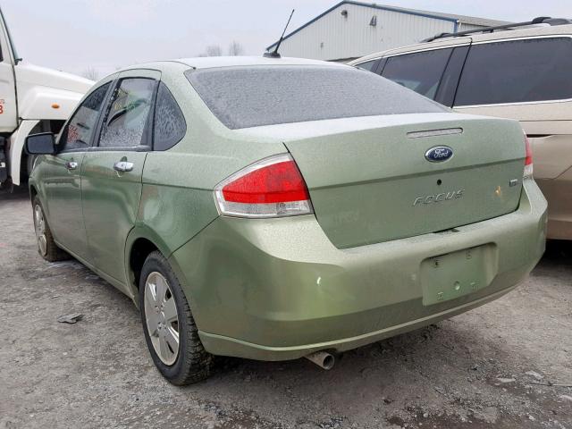 1FAHP34N68W218223 - 2008 FORD FOCUS S/SE GREEN photo 3