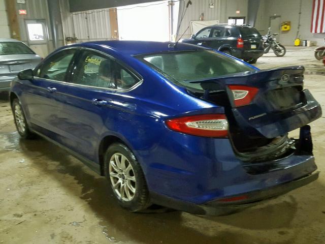 1FA6P0G72G5120250 - 2016 FORD FUSION S BLUE photo 3