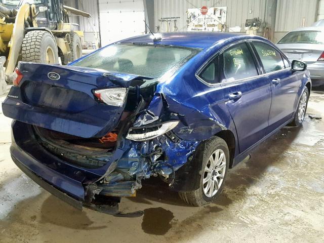 1FA6P0G72G5120250 - 2016 FORD FUSION S BLUE photo 4