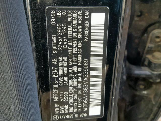 WDBGA43G3VA339069 - 1997 MERCEDES-BENZ S 420 BLACK photo 10