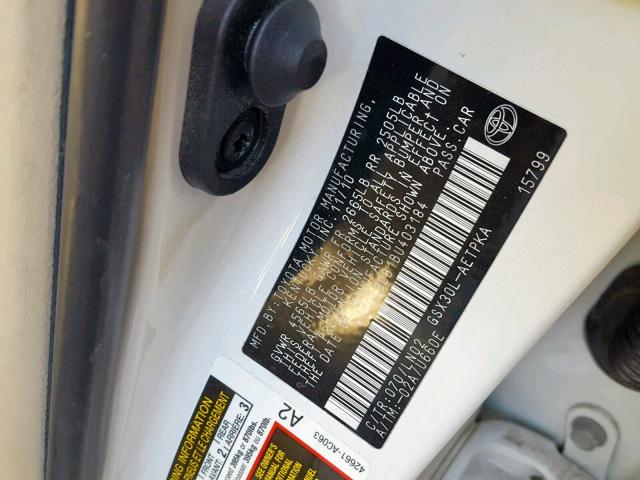 4T1BK3DB1BU403184 - 2011 TOYOTA AVALON BAS WHITE photo 10