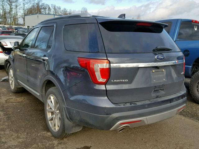 1FM5K8F89HGA62507 - 2017 FORD EXPLORER L BLUE photo 3