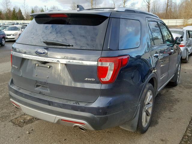 1FM5K8F89HGA62507 - 2017 FORD EXPLORER L BLUE photo 4