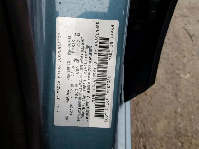 JM1BL1H56A1258170 - 2010 MAZDA 3 S BLUE photo 10