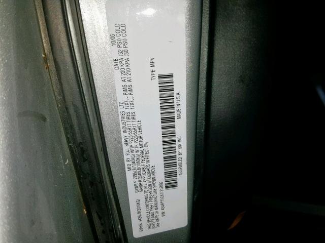 4S4BP61C677319609 - 2007 SUBARU LEGACY OUT SILVER photo 10