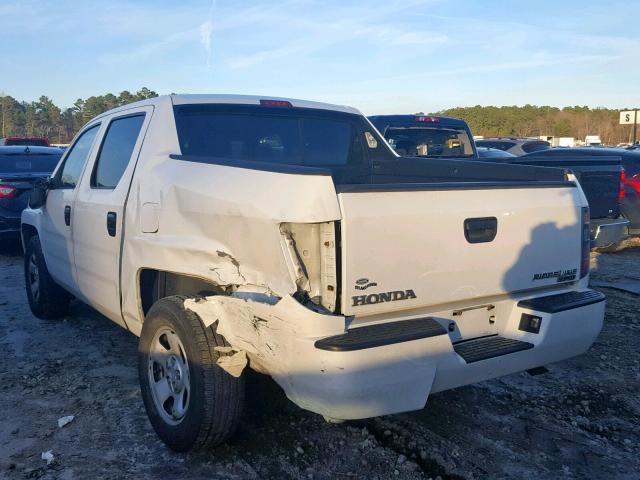 2HJYK16277H543360 - 2007 HONDA RIDGELINE WHITE photo 3