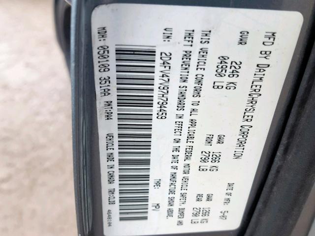 2D4FV47V97H794459 - 2007 DODGE MAGNUM SXT GRAY photo 10