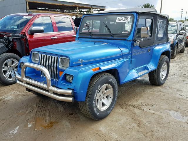 2J4FY69SXNJ518519 - 1992 JEEP WRANGLER / BLUE photo 2