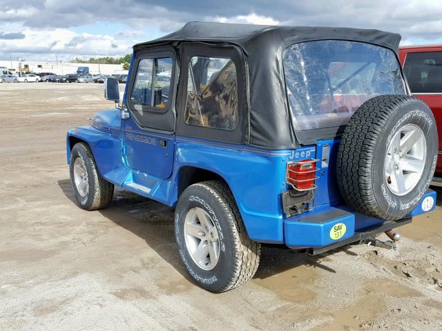 2J4FY69SXNJ518519 - 1992 JEEP WRANGLER / BLUE photo 3