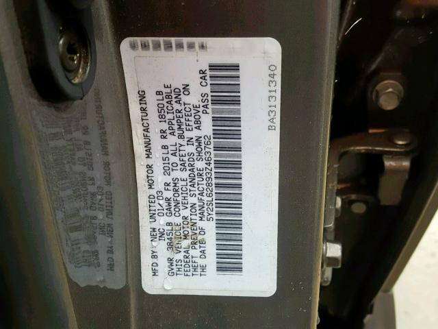 5Y2SL62893Z463762 - 2003 PONTIAC VIBE GRAY photo 10