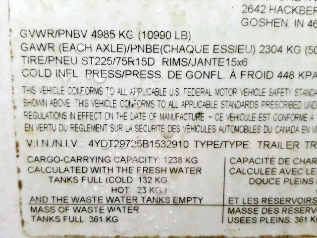 4YDT29725B1532910 - 2011 KEYSTONE SPRINTER WHITE photo 10