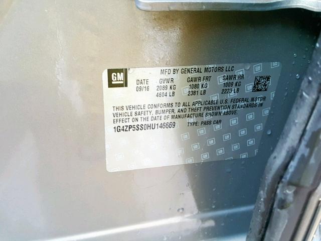 1G4ZP5SS0HU146669 - 2017 BUICK LACROSSE E 棕色 照片 10