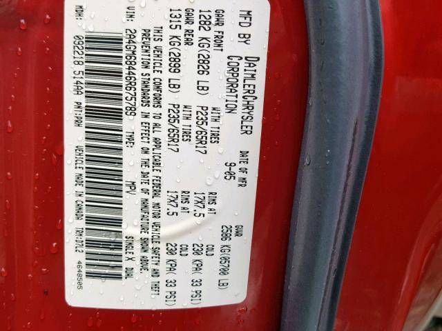 2A4GM68446R675789 - 2006 CHRYSLER PACIFICA T RED photo 10