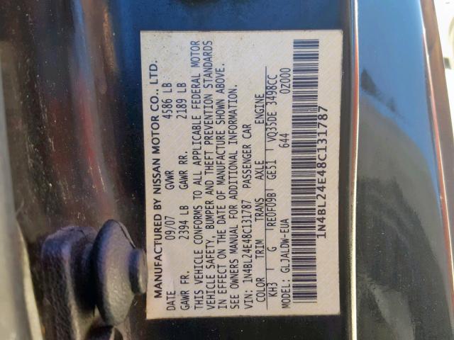 1N4BL24E48C131787 - 2008 NISSAN ALTIMA 3.5 BLACK photo 10