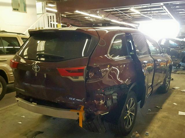 5TDJZRFH4JS838980 - 2018 TOYOTA HIGHLANDER BURGUNDY photo 4