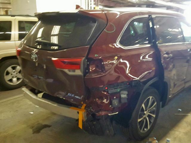 5TDJZRFH4JS838980 - 2018 TOYOTA HIGHLANDER BURGUNDY photo 9