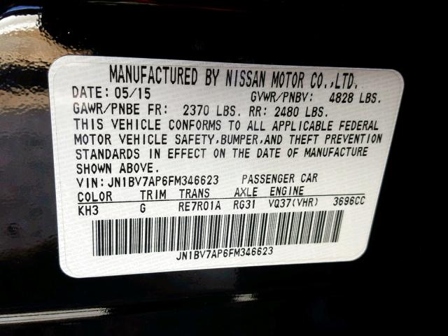 JN1BV7AP6FM346623 - 2015 INFINITI Q50 BASE BLACK photo 10