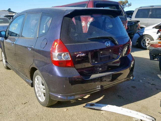 JHMGD38648S050606 - 2008 HONDA FIT SPORT BLUE photo 3