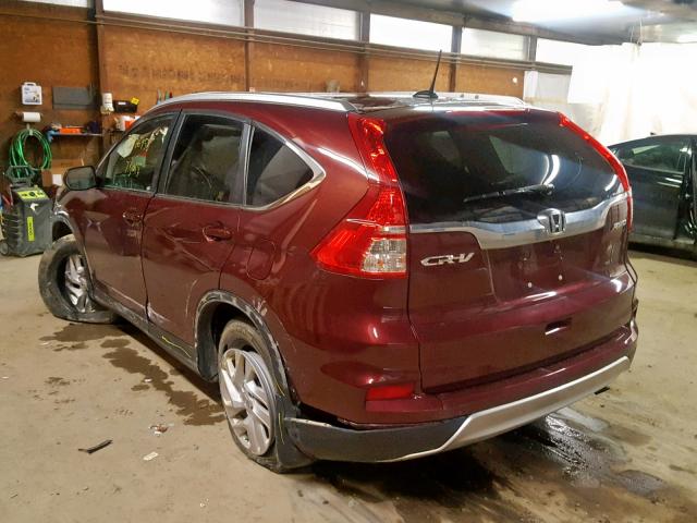 2HKRM4H75FH604563 - 2015 HONDA CR-V EXL MAROON photo 3